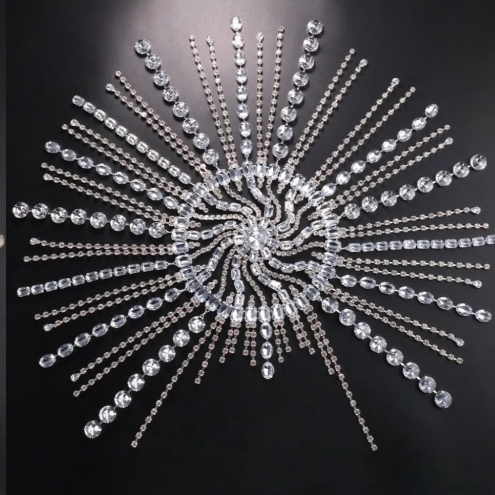 Glitter Rhinestone Long Crystal Hair Chain Headband for Women Headwear Headpiece